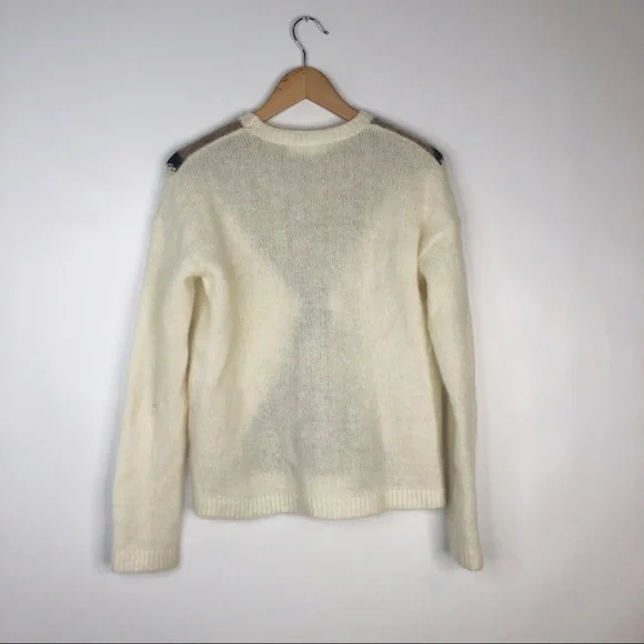 Sezane White and Brown Crew Neck Sweater - Picture 4 of 6